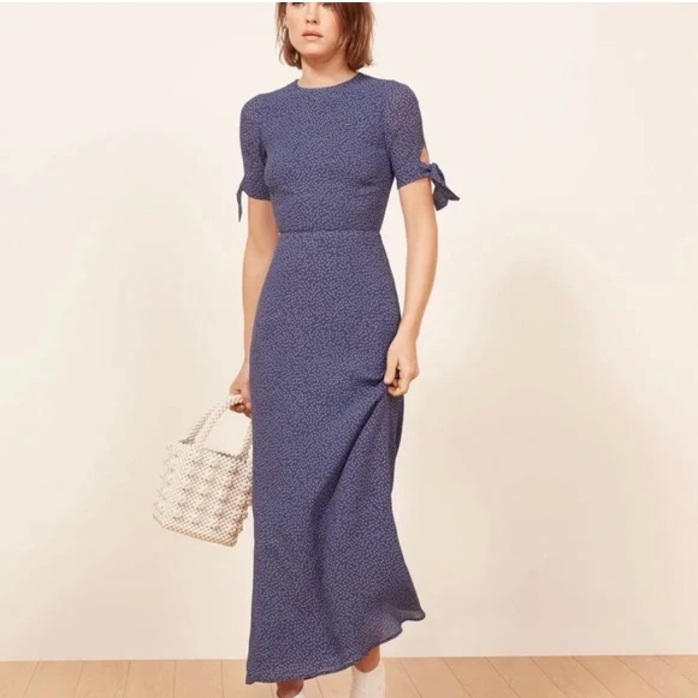 Reformation Amsterdam Dress - hyacinth sz 8 blue floral maxi dress
